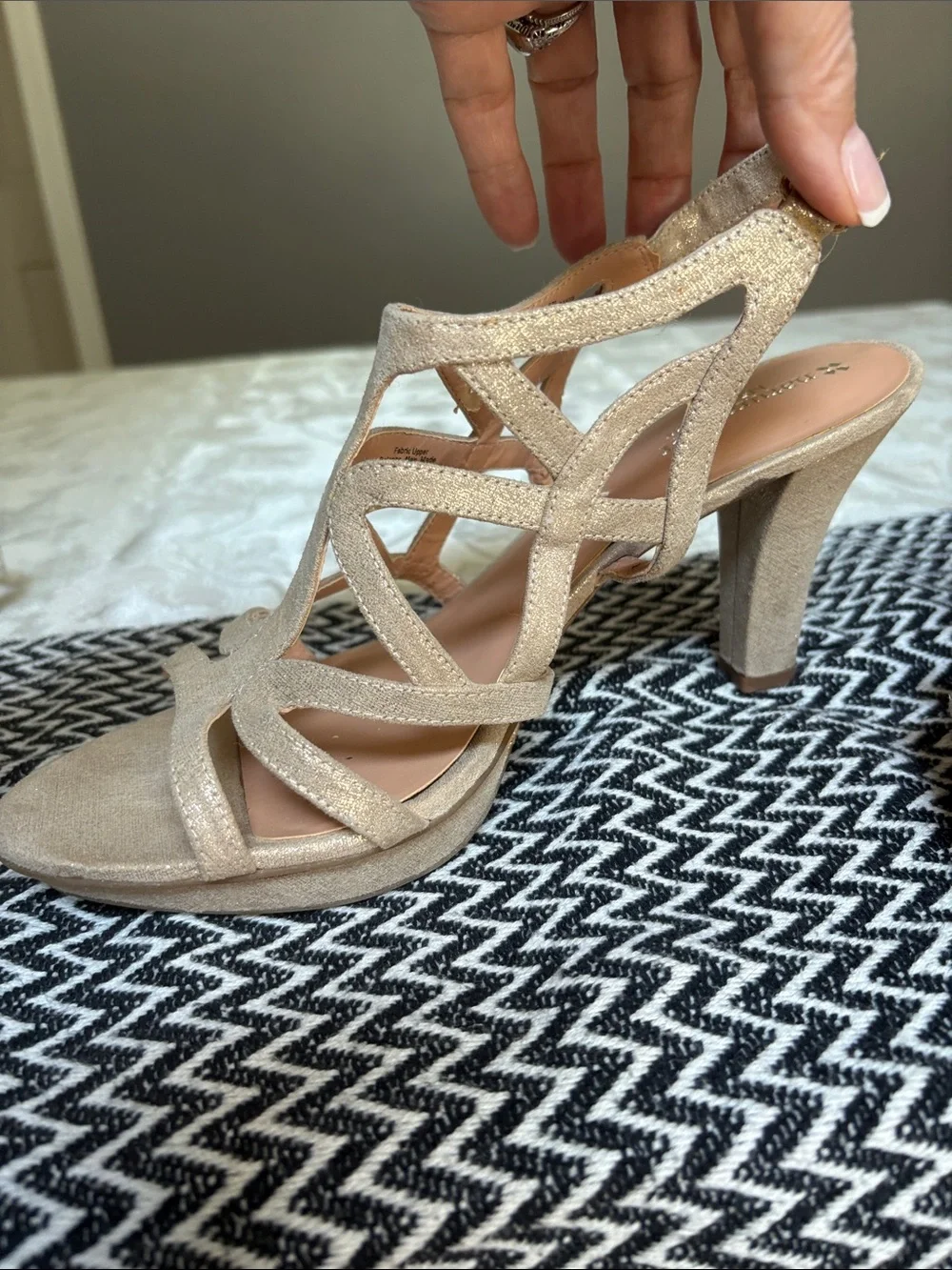 Naturalizer Nude Strappy High Heel Sandals - Danya Evening Shoes 10M